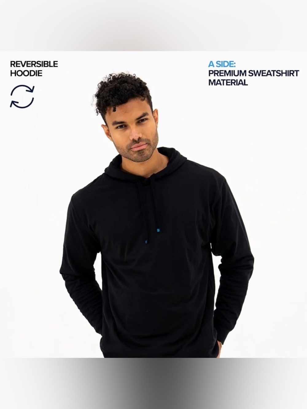 Men's Black Pullover Hooded Sweatshirt